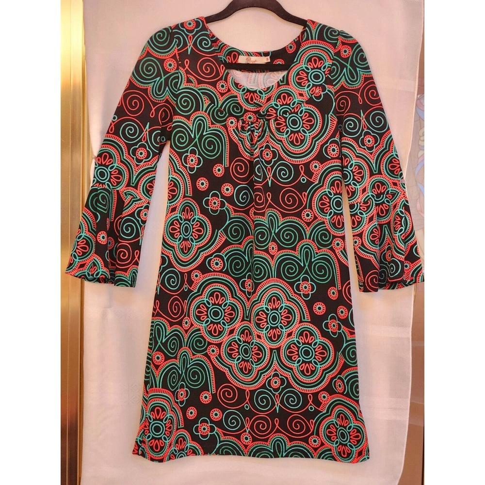 Aryeh Anthropologie Sweater Dress Women MED.Colors Boho Stretch KNIT Shift Hippi